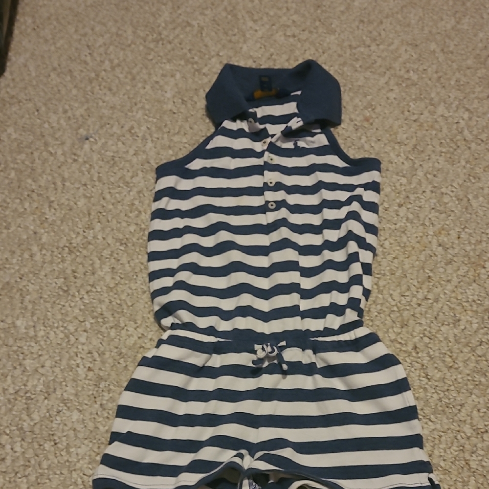 Polo by Ralph Lauren Blue and White Striped Romper